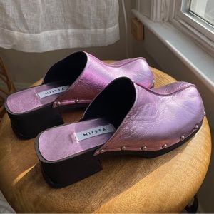 Miista Metallic Clog Leather Mules 36 | 5.5